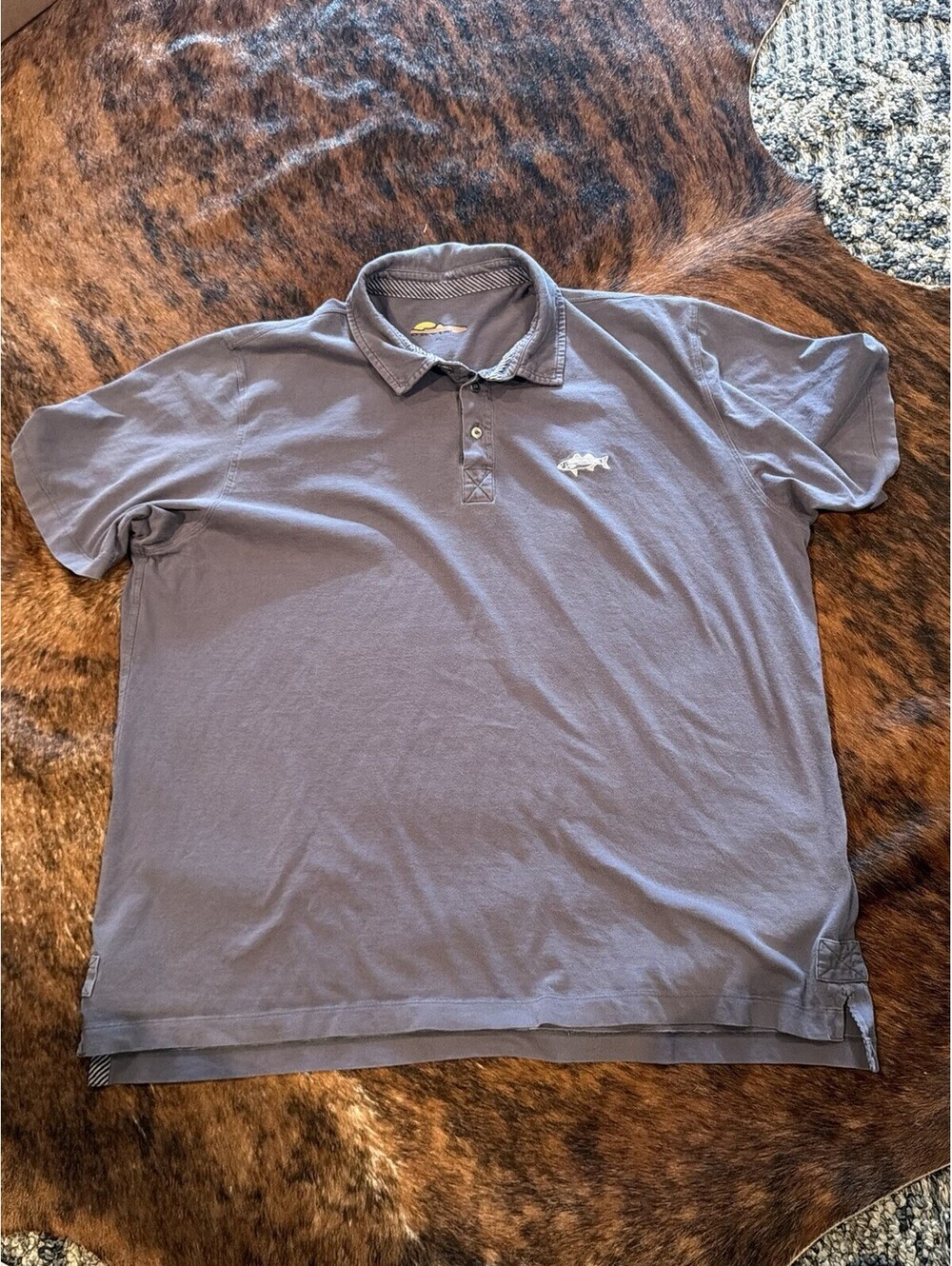 Orvis Mens XL Gray Cotton Pique Short Sleeve Polo Shirt Fishing Outdoor Fish